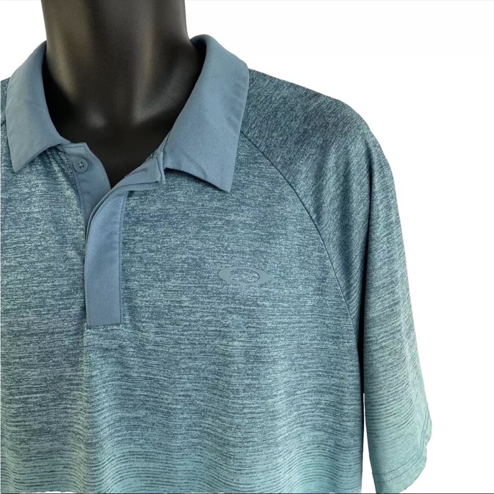 Mens Oakley Golf Short‎ Sleeve Polo Shirt Sz L Regular Fit Blue Fading Pattern